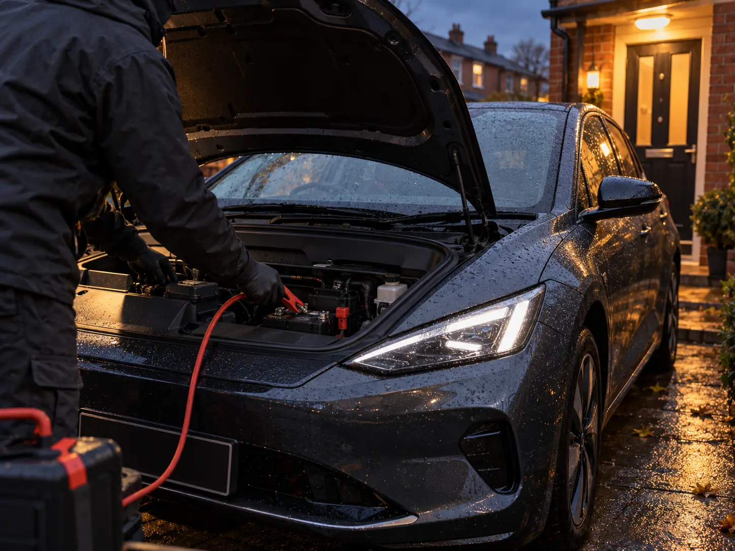 Jump starting the 12V battery of an electric car
